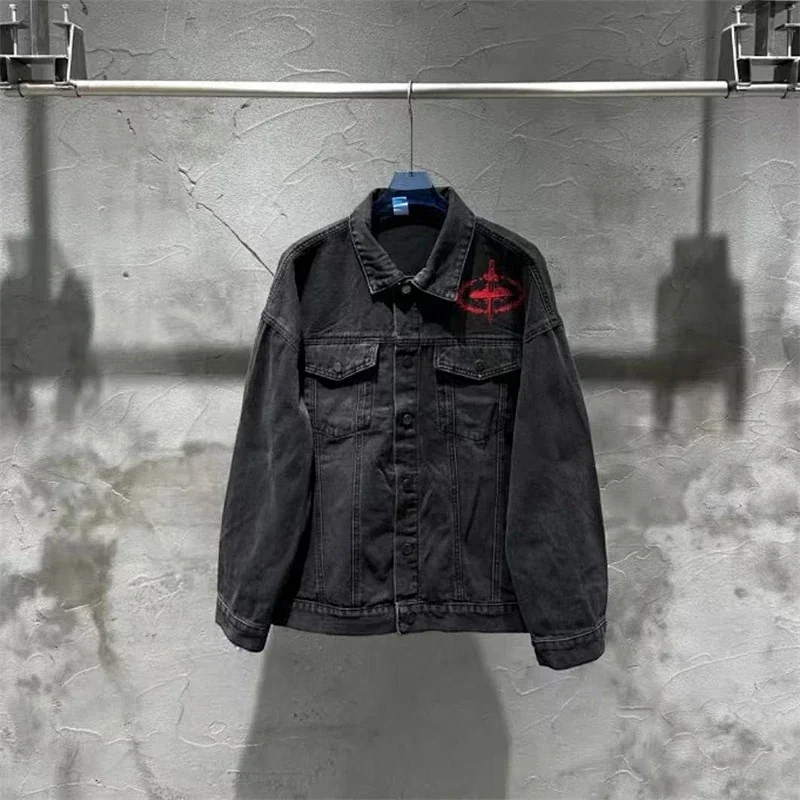 C恶牛仔复古外套黑