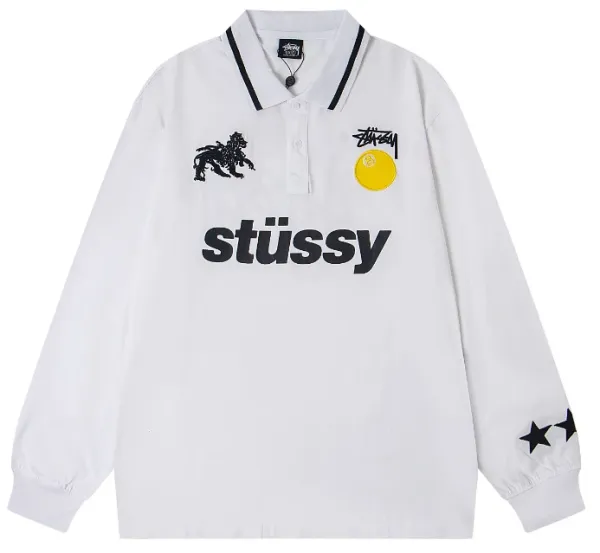 Stüssy 8-Ball Polo Black/White Long Sleeve - 38
