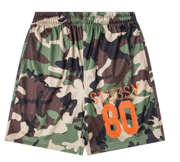 Stussy Camo Mesh Shorts Orange Print - 1
