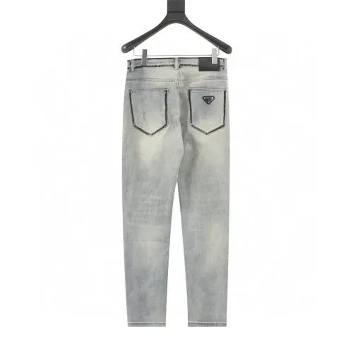 Prada Re-Nylon Denim Jeans Light Wash Gray Jeans - 1