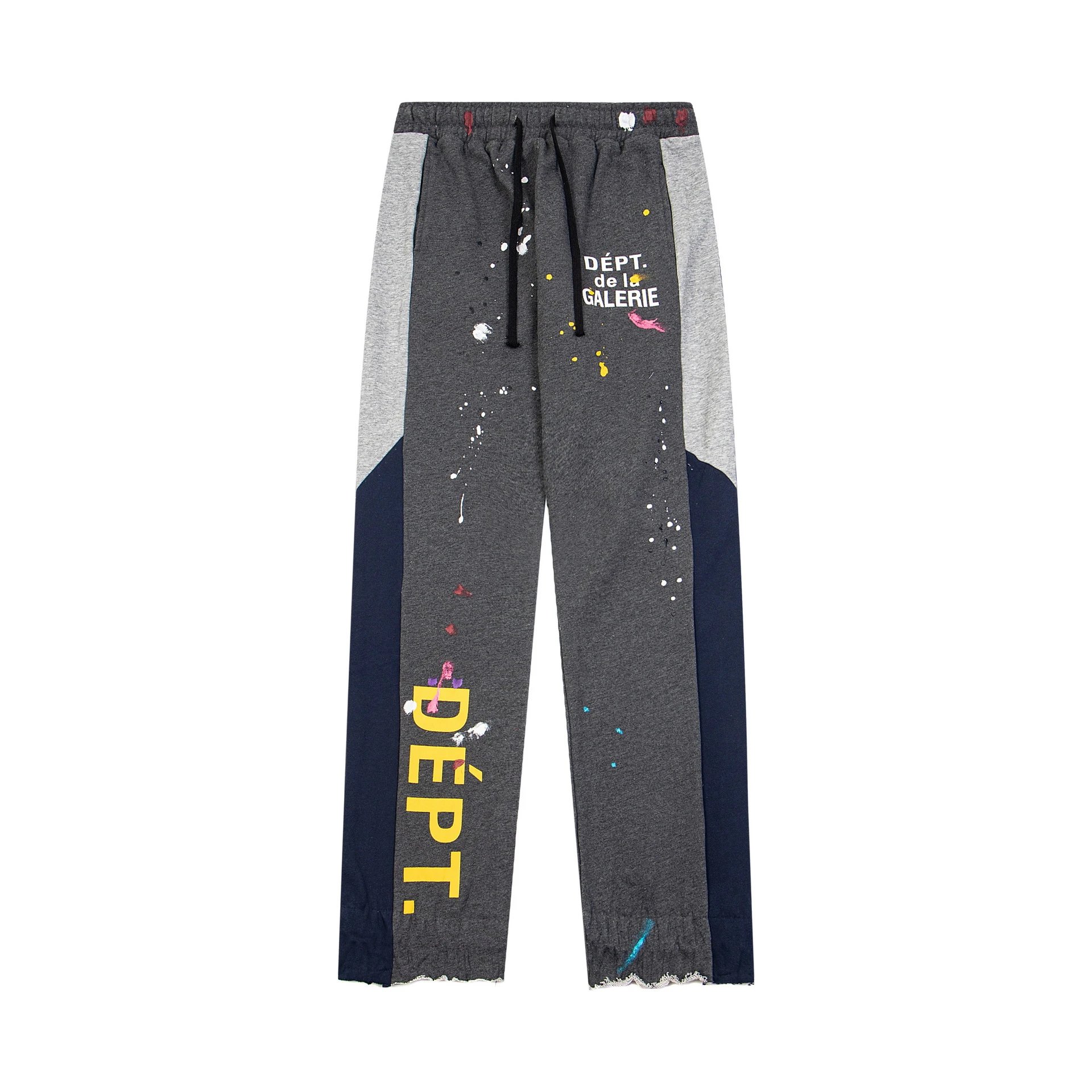 Gallery Dept. Trousers Paint-splatter sweatpants with contrast side panels and raw hems — 33