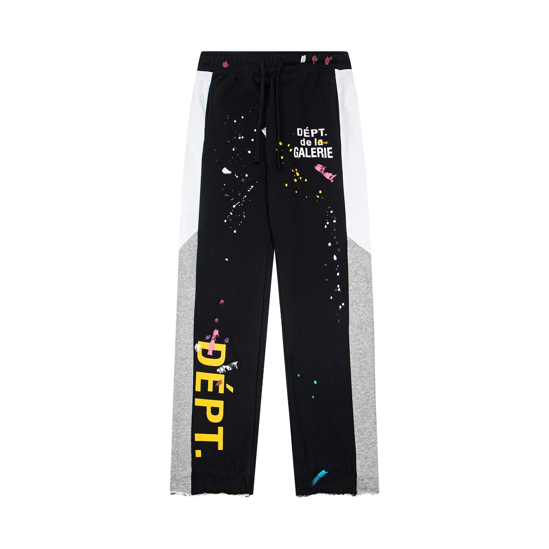 Gallery Dept. Trousers Paint-splatter sweatpants with contrast side panels and raw hems — 32