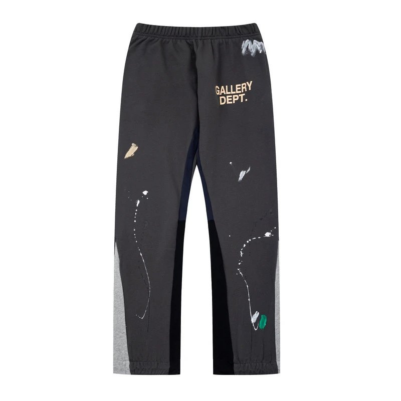 Gallery Dept. Trousers Paint-splatter sweatpants with contrast side panels and raw hems — 14