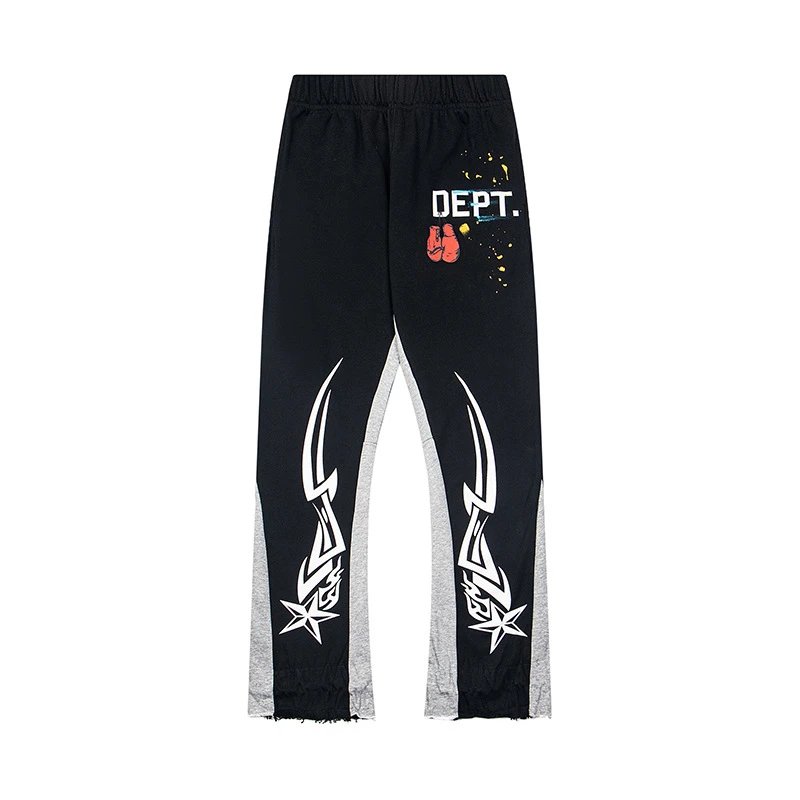 Gallery Dept. Trousers Paint-splatter sweatpants with contrast side panels and raw hems — 23