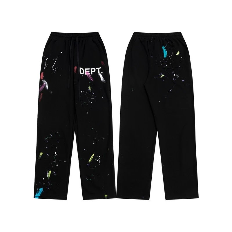 Gallery Dept. Trousers Paint-splatter sweatpants with contrast side panels and raw hems — 37