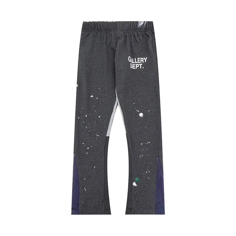 Gallery Dept. Trousers Paint-splatter sweatpants with contrast side panels and raw hems — 10