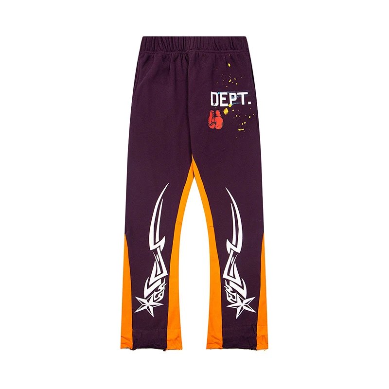 Gallery Dept. Trousers Paint-splatter sweatpants with contrast side panels and raw hems — 24