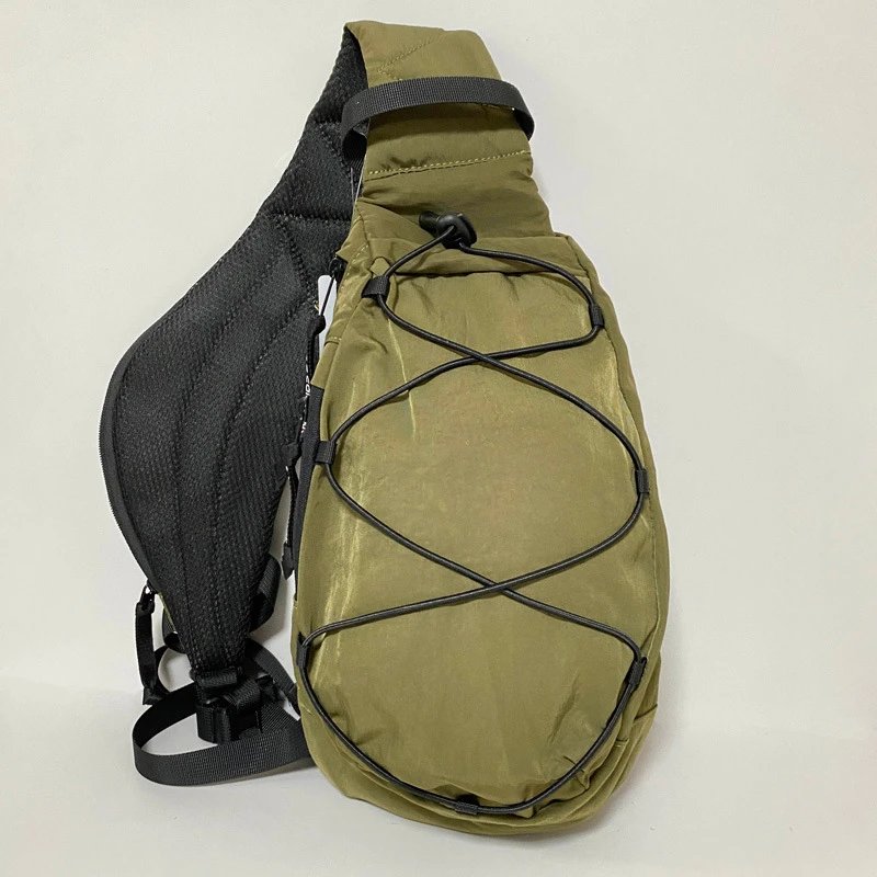 Design Sling Bag Olive Green with Black Webbing Strap Crossbody Bag