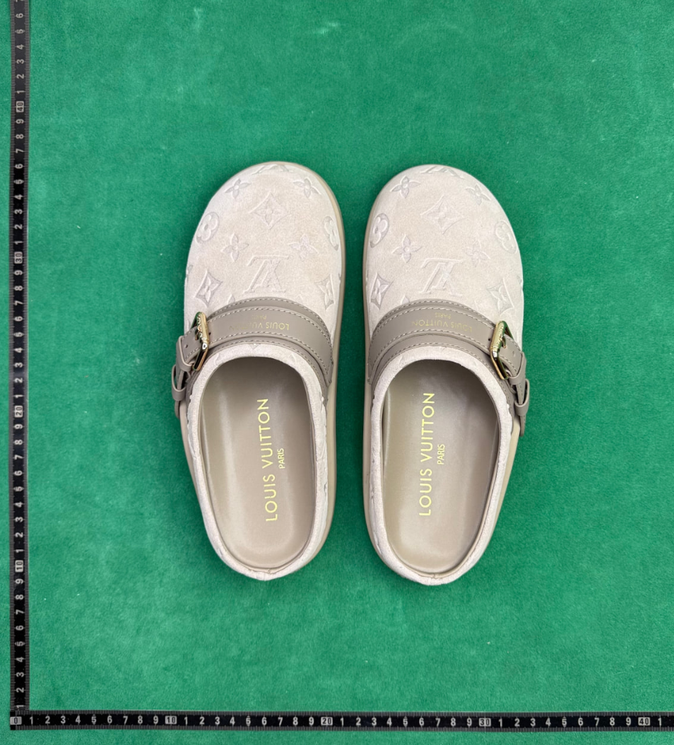 Louis Vuitton Monogram Suede Mule in Beige Casual Shoes