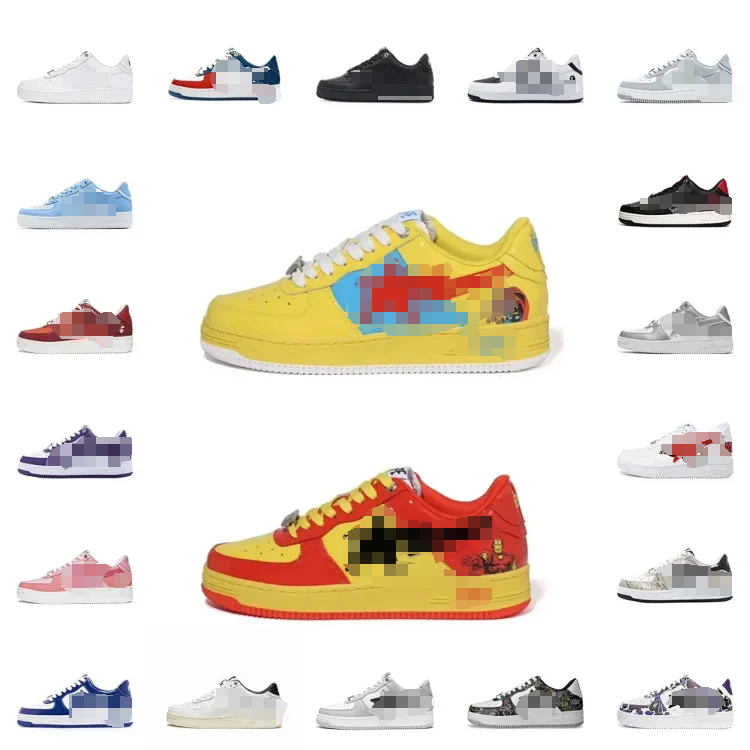 P Marvel Collaboration x BAPE STA Trendy Casual Retro Fashion White Black Widow, Purple Silver, Green Patent Leather, Iron Man, Red White Blue Orange, Black, Millennium, Cloud White, Thor, Black White Panda, Red Black Camo, Boss, Yellow Blue Snake, 17th Anniversary, Black, Pure White, Gray White, Pink, Cool Blue Patent Leather Board Shoes