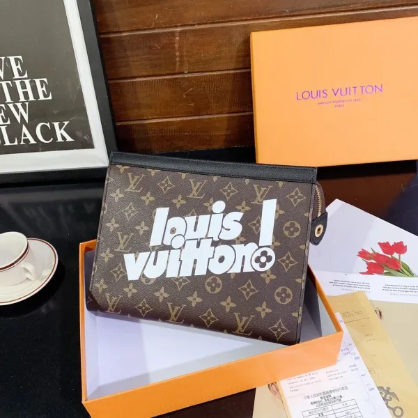 Louis Vuitton Monogram Graffiti Pouch Brown Clutch Clutches - 1