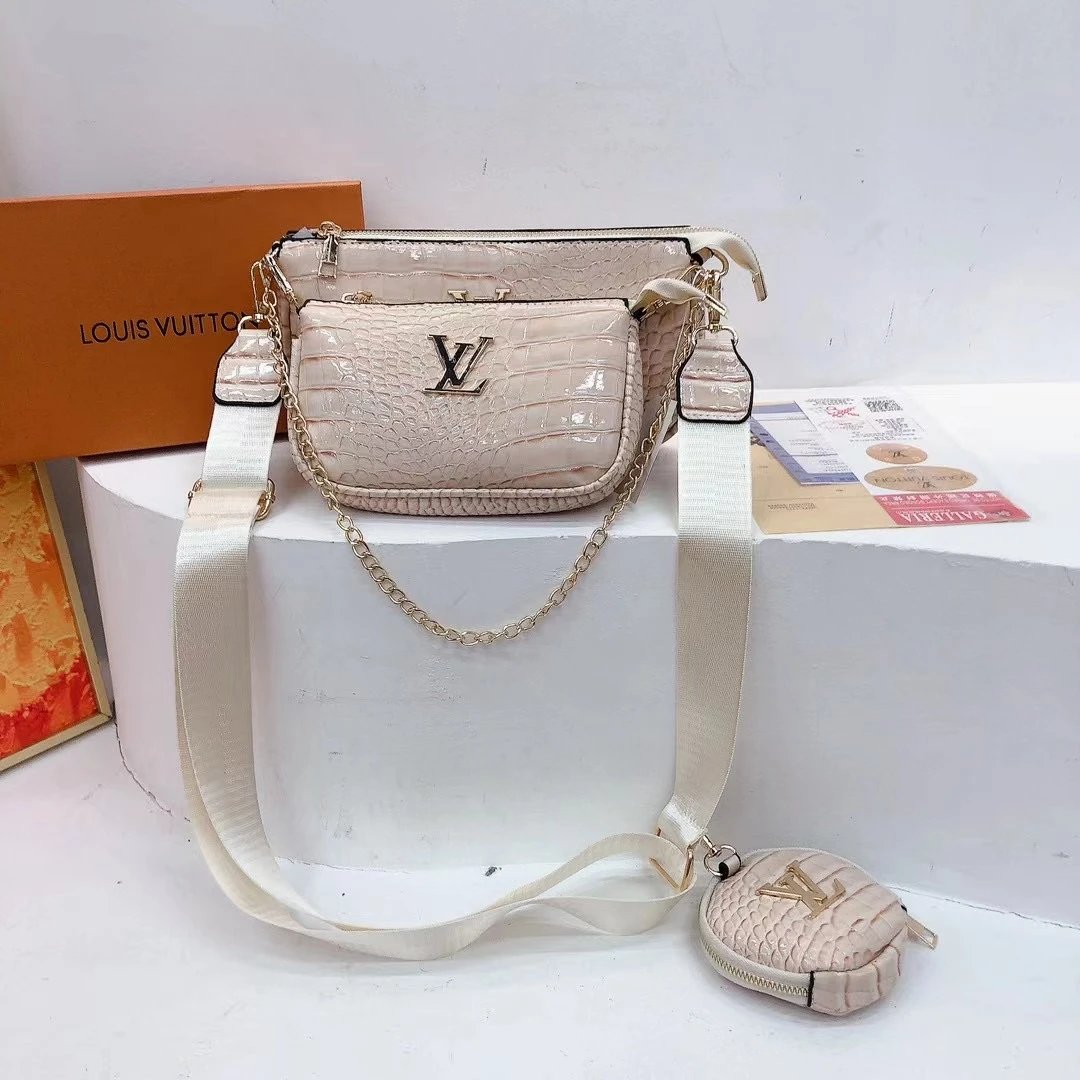Louis Vuitton Croisette Mini Bag in Pearlized Croc-Embossed Leather with Detachable Coin Purse Crossbody Bags