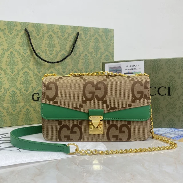 Gucci Monogram flap crossbody bag with chain strap product detail image 5