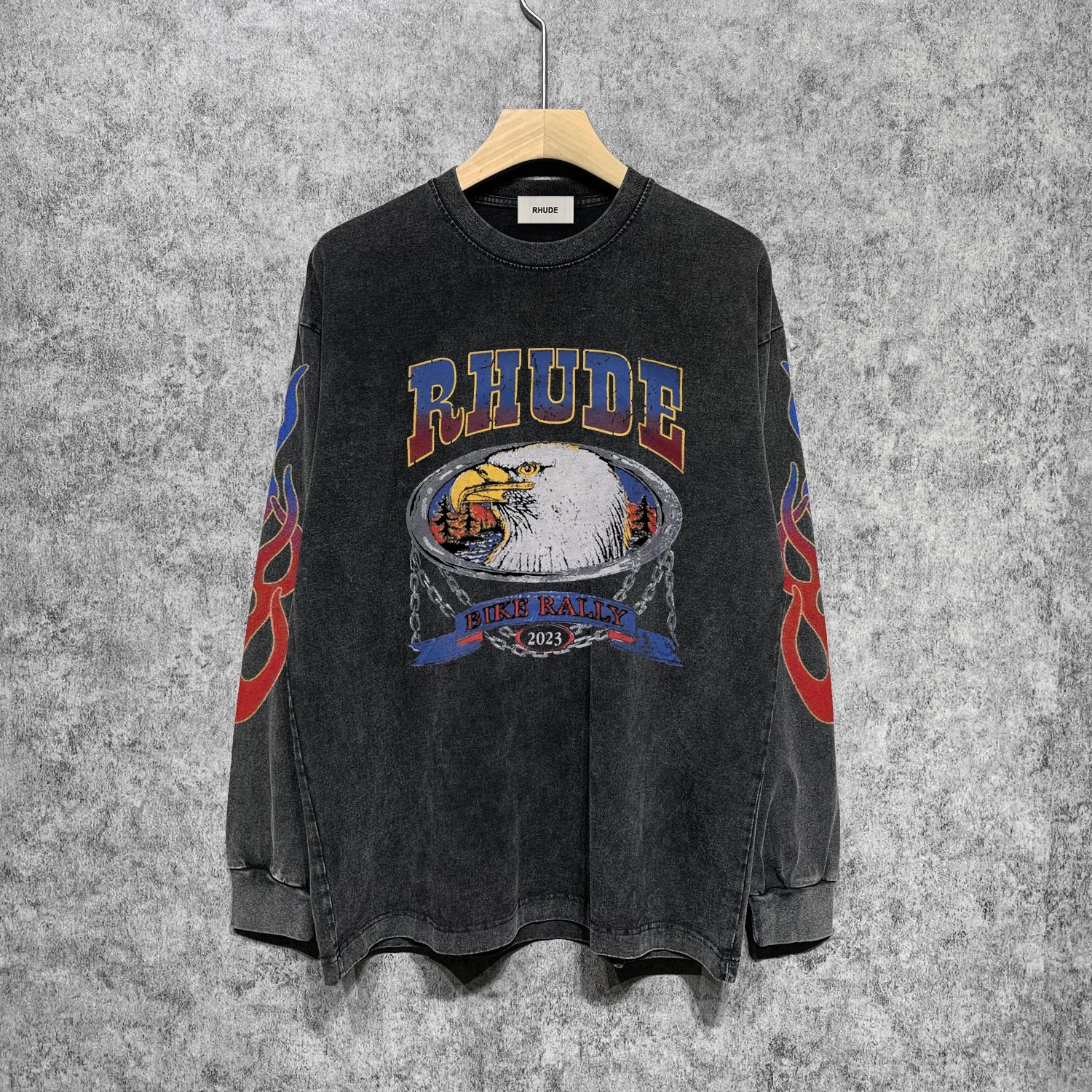 Rhude Desert Racing Long Sleeve T-Shirt Black - 4