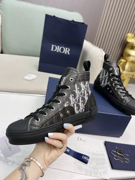 Dior B23 High-Top Sneakers Black Oblique Print Sneakers - 5