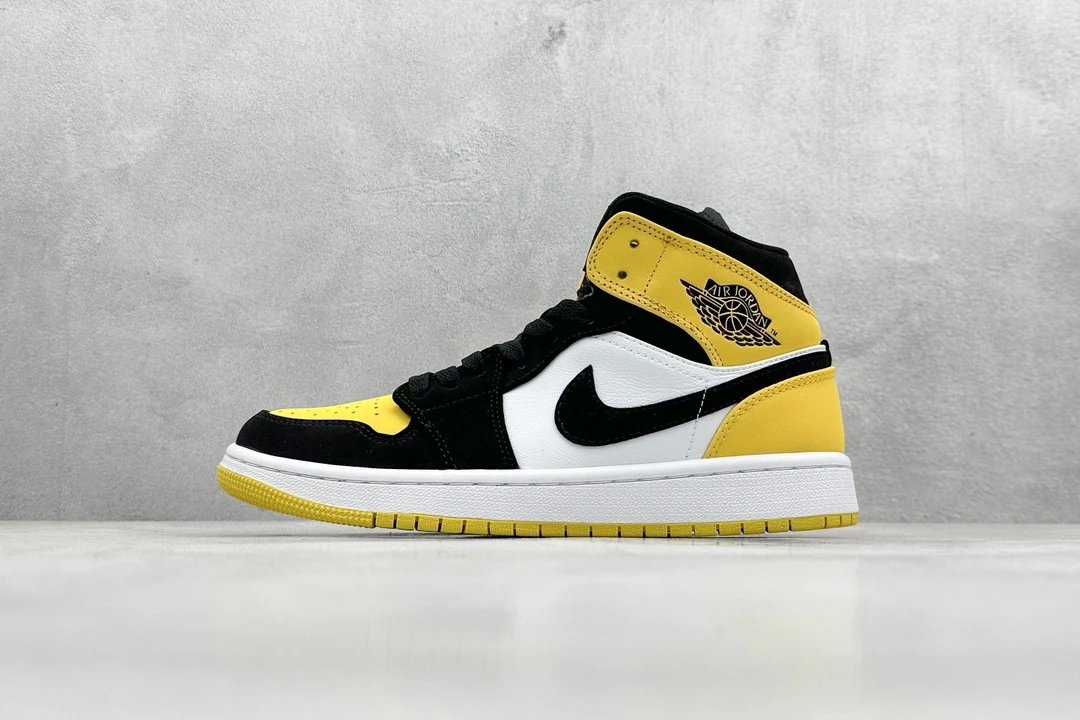 Air Jordan Mid Retro Yellow Black White Shoes