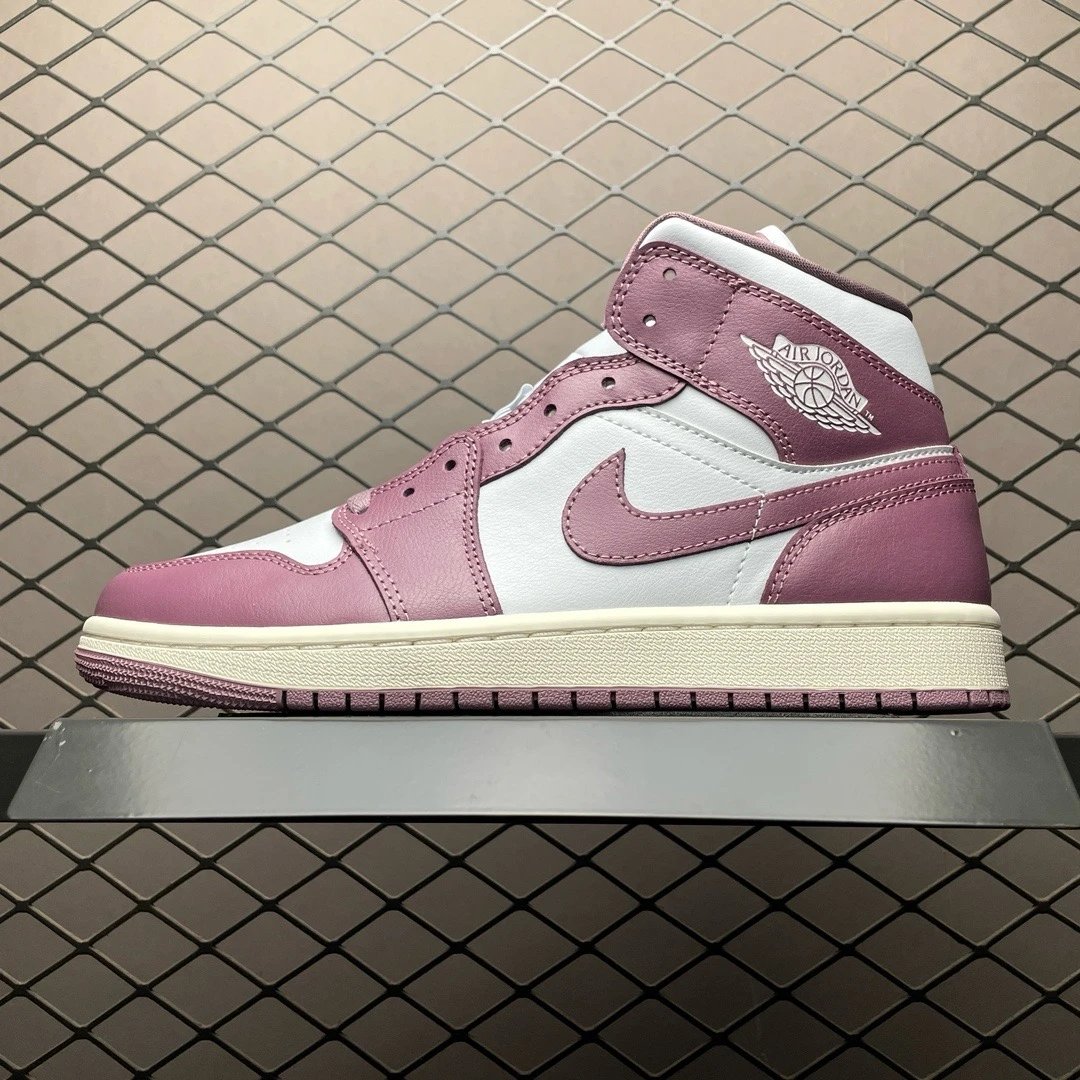 Air Jordan 1 Mid Pink Purple White Sneakers