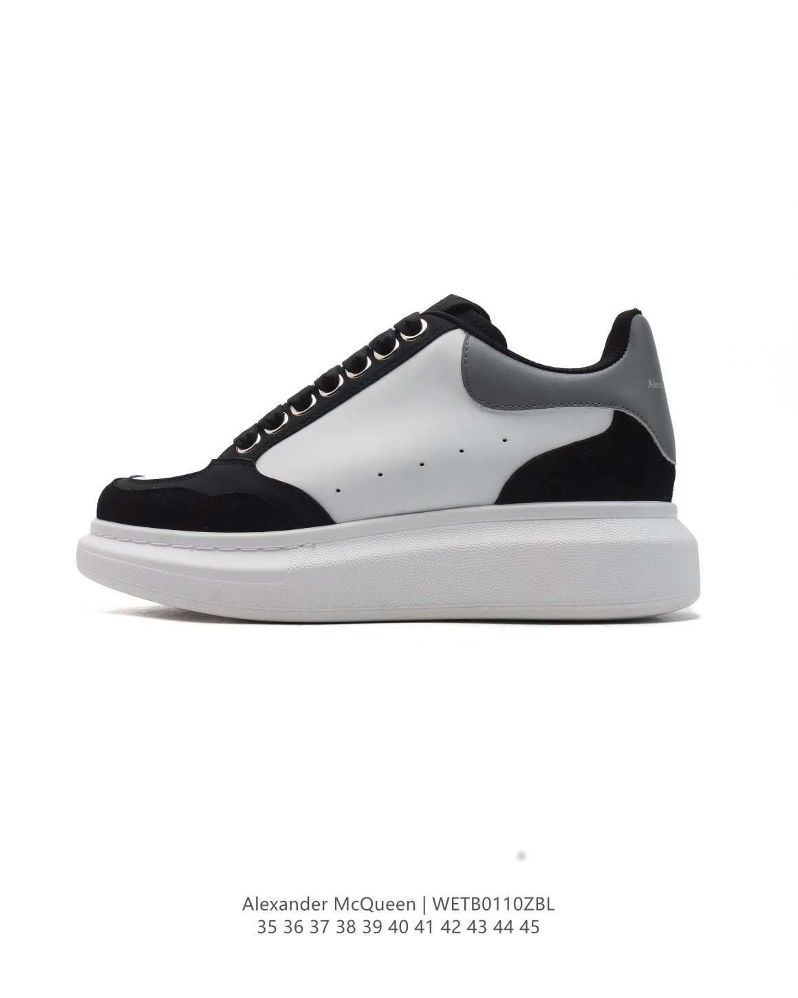 Alexander McQueen Black White Platform Leather Sneakers