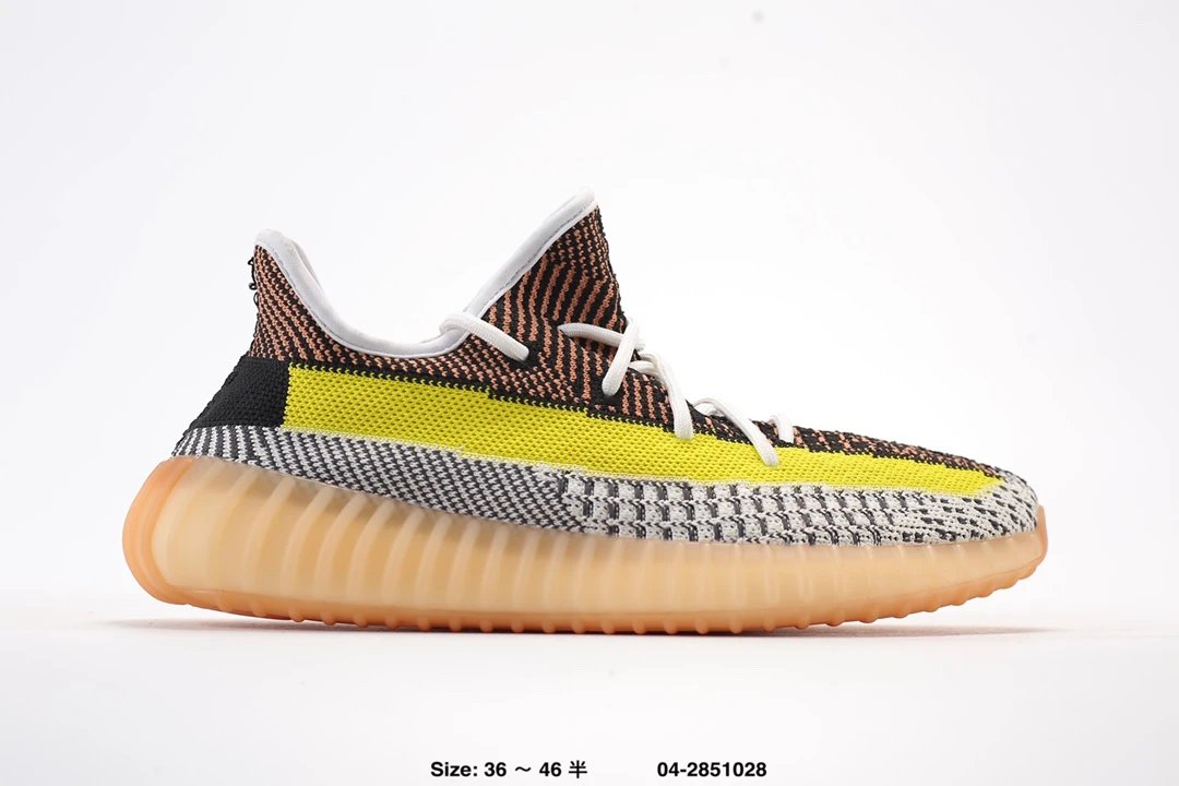 Yeezy Boost 350 V2 Yellow Black Knit Sneakers
