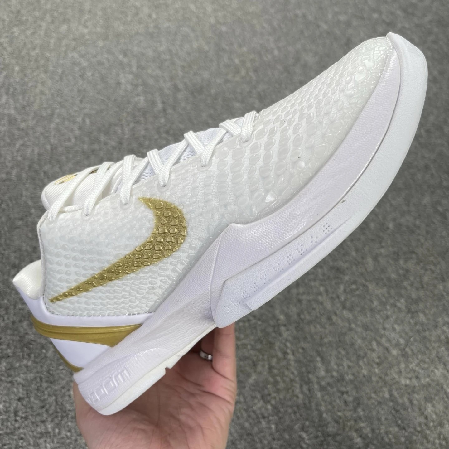 Nike White Gold Snake Embossed Basketball Sneakers