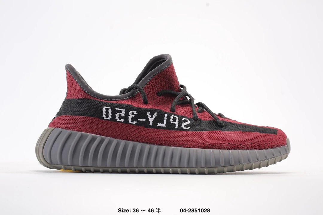 Yeezy Boost 350 V2 Red Black Knit Stripe Running Shoes