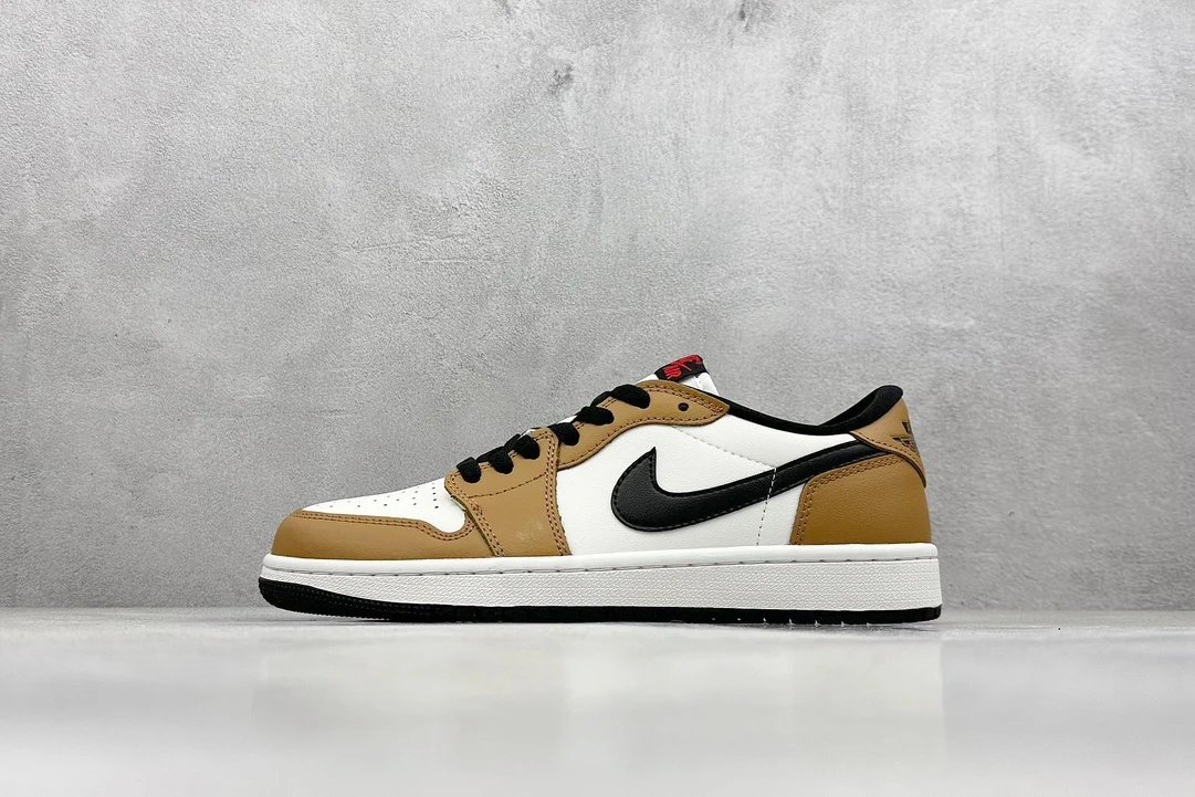Nike Air Jordan 1 Low Brown White Black Leather Sneakers