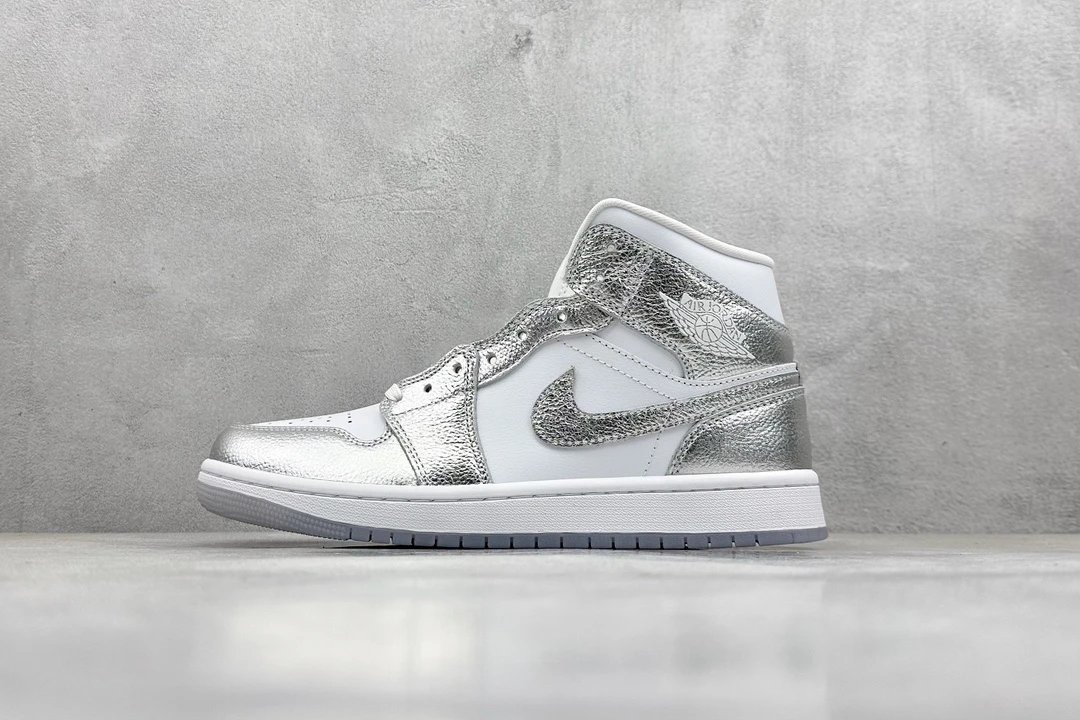 Air Jordan Mid Classic Silver White Basketball Sneakers