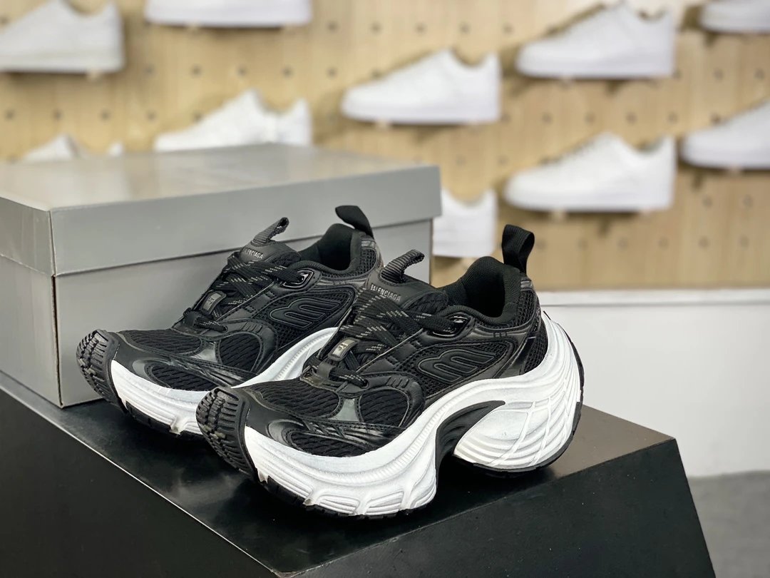 Balenciaga Track Black White Chunky Mesh Sneakers