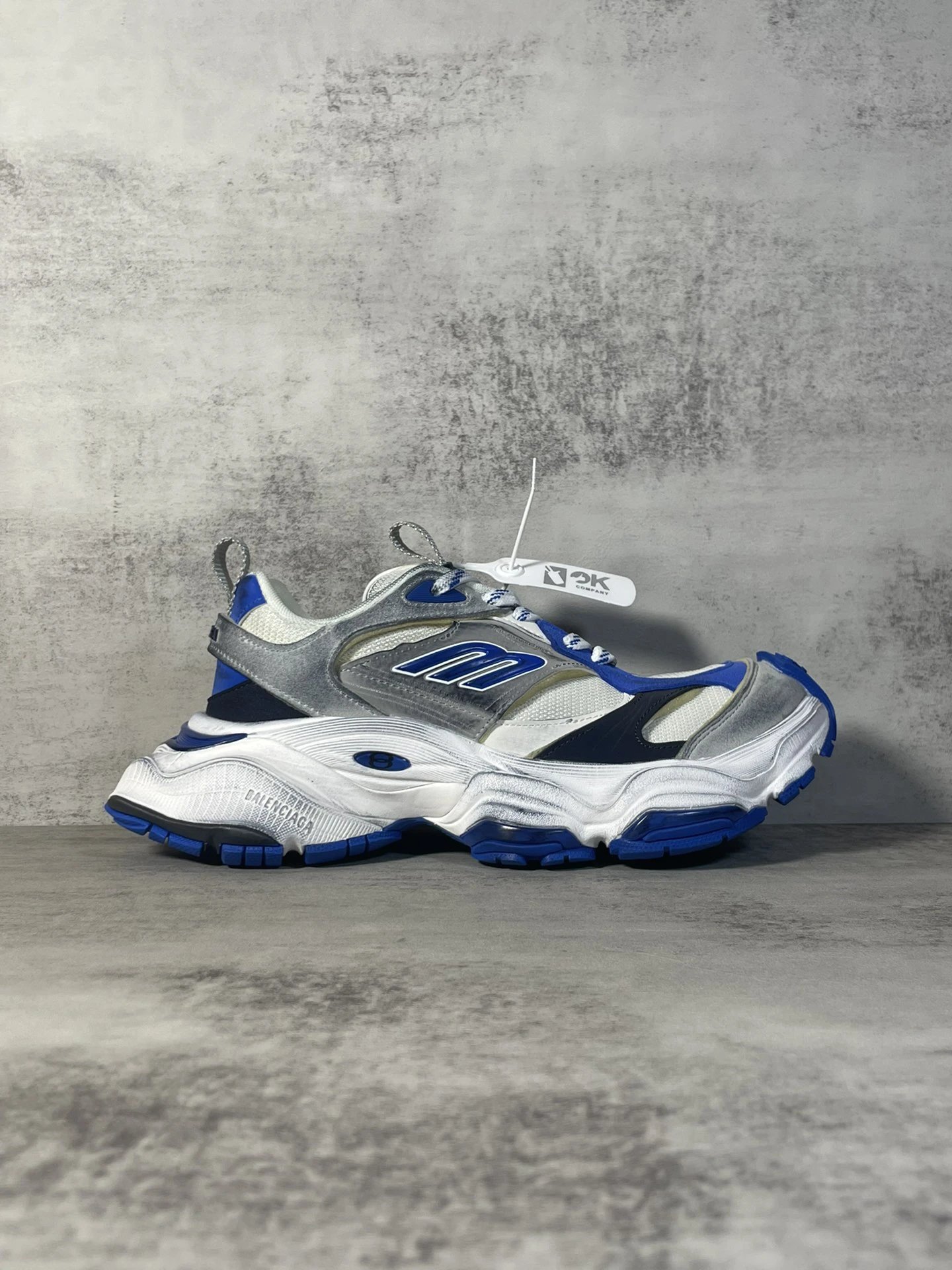 Balenciaga Silver Blue Retro Mesh Sneakers