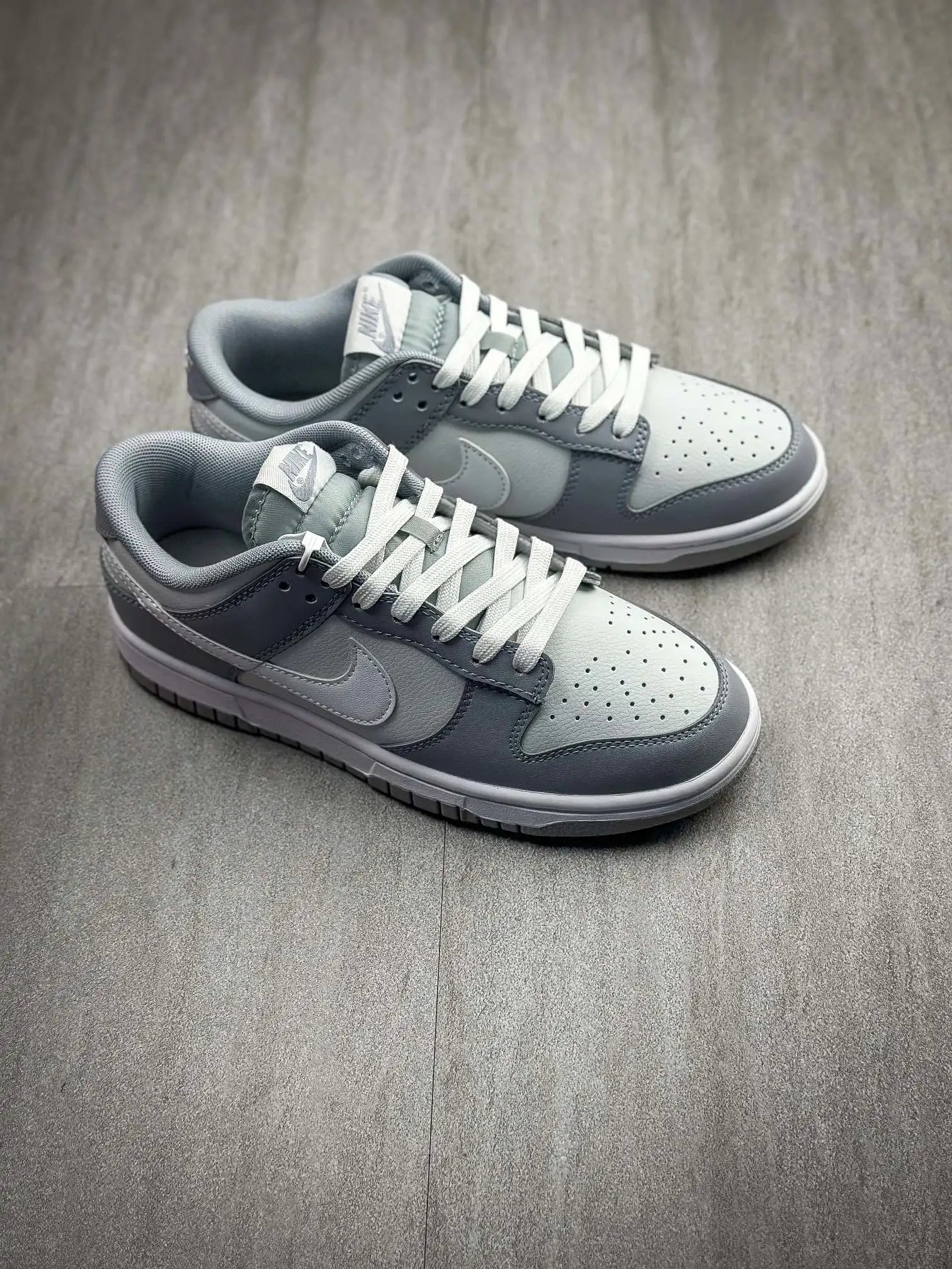 Nike Dunk Low Grey White Leather Casual Sneakers