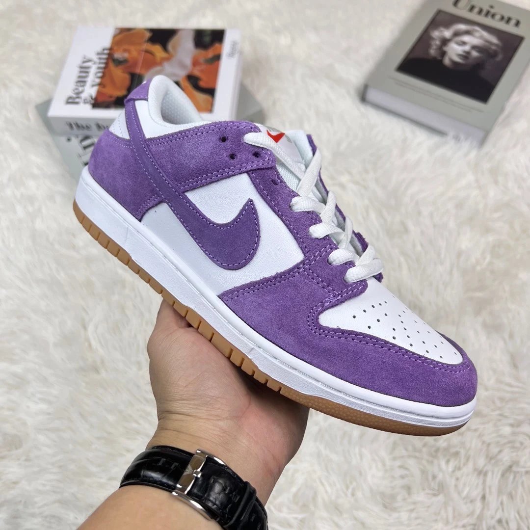 Nike Dunk Low Purple White Suede Leather Sneakers