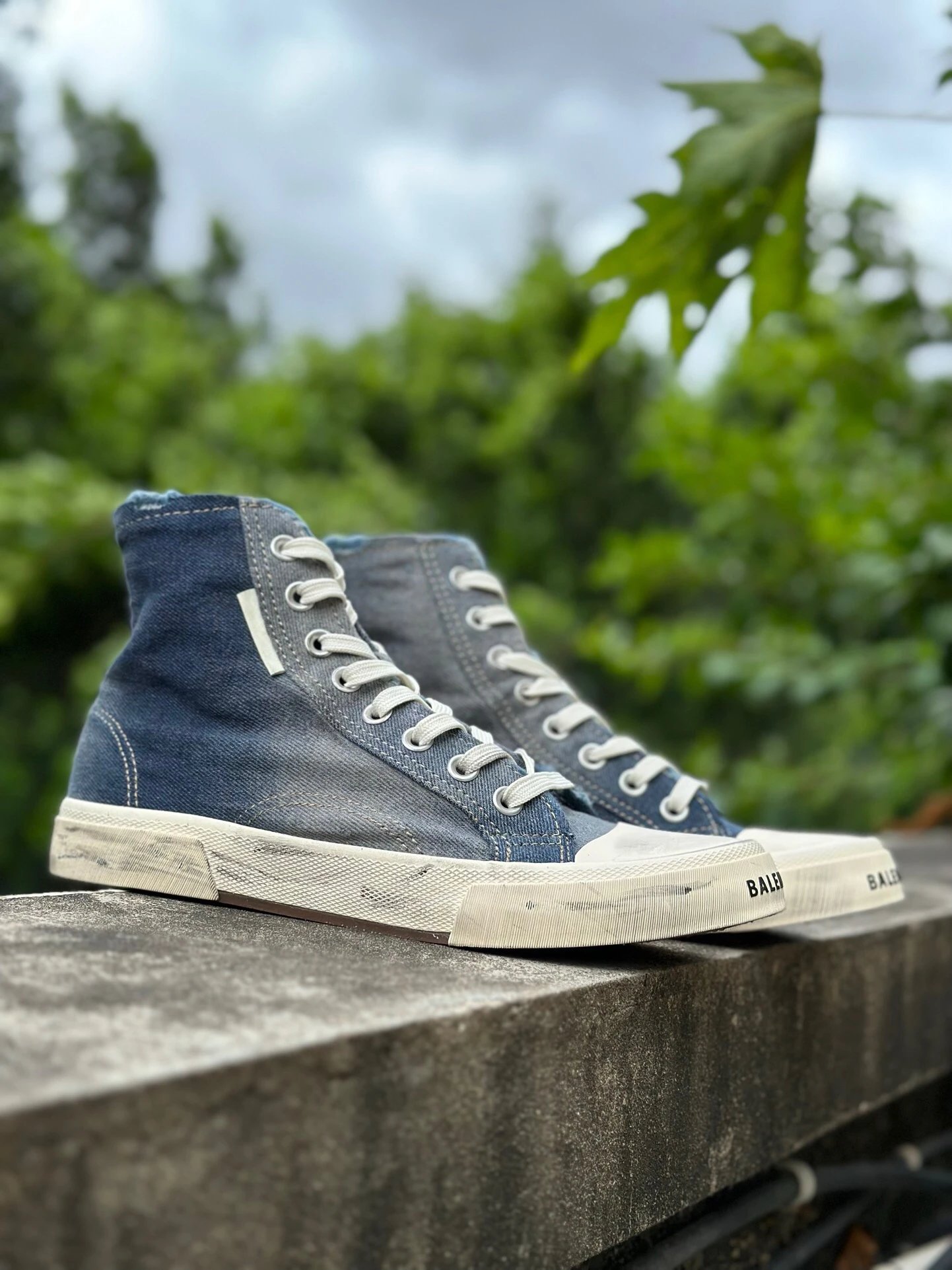 Balenciaga Blue Vintage High Top Canvas Sneakers