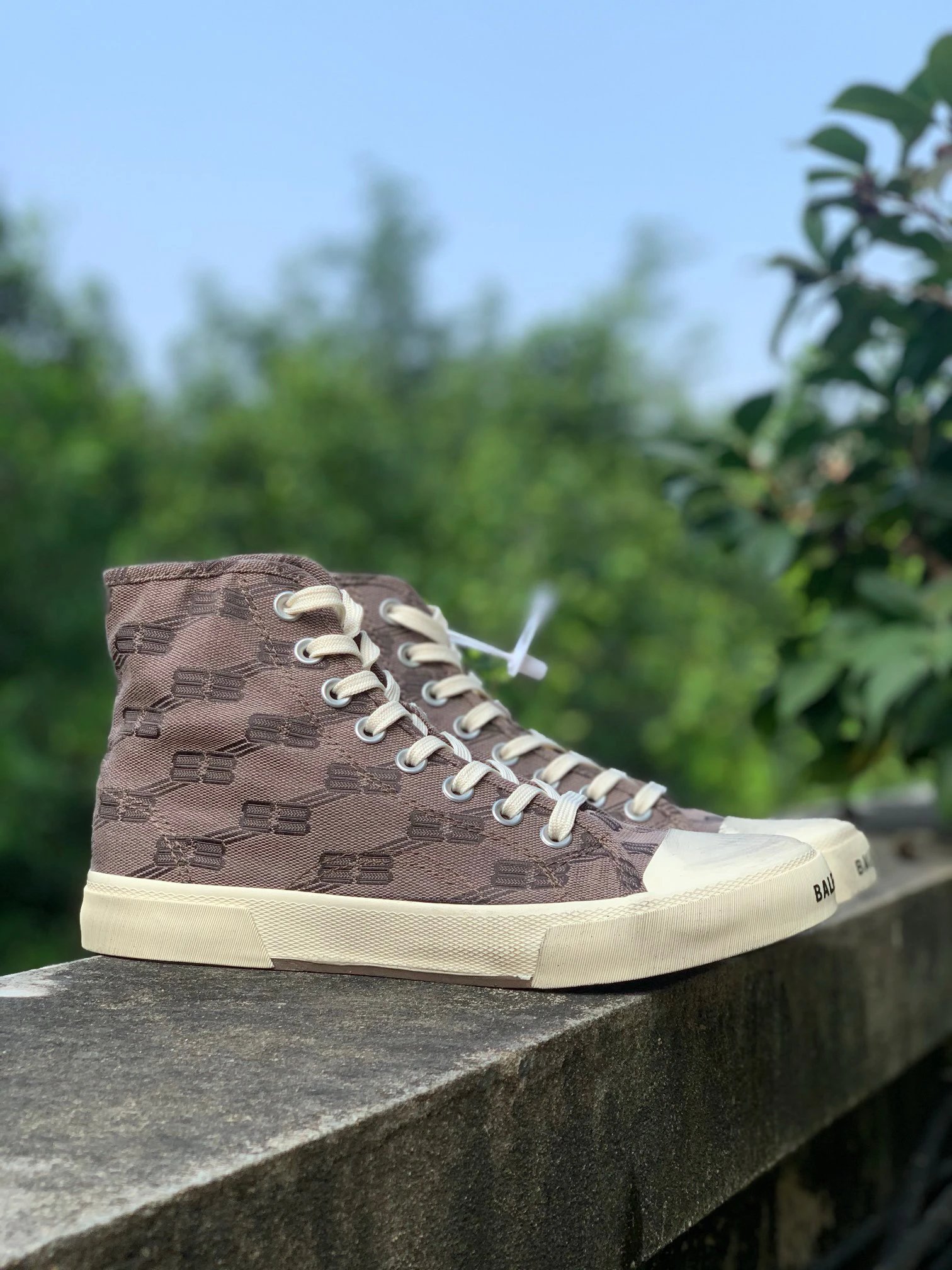Balenciaga Brown Vintage High Top Canvas Sneakers