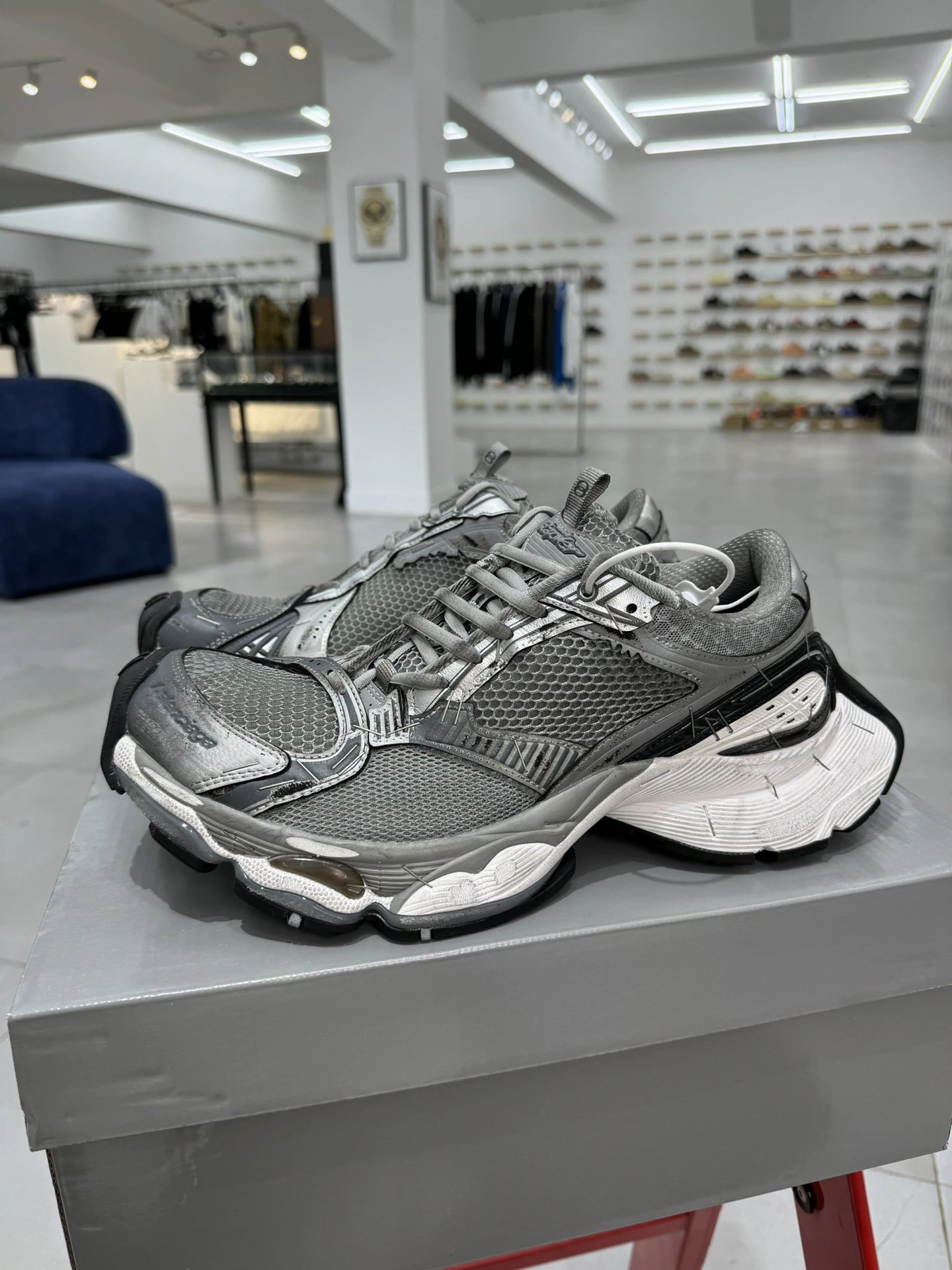 Balenciaga Grey Track Mesh Running Sneakers Shoes