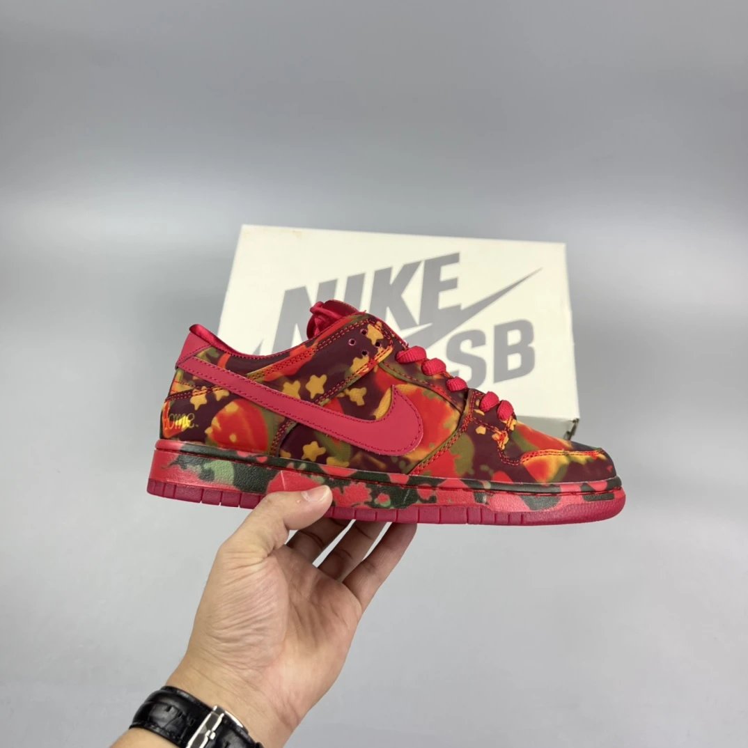 Nike SB Dunk Low Red Yellow Camo Skate Shoes