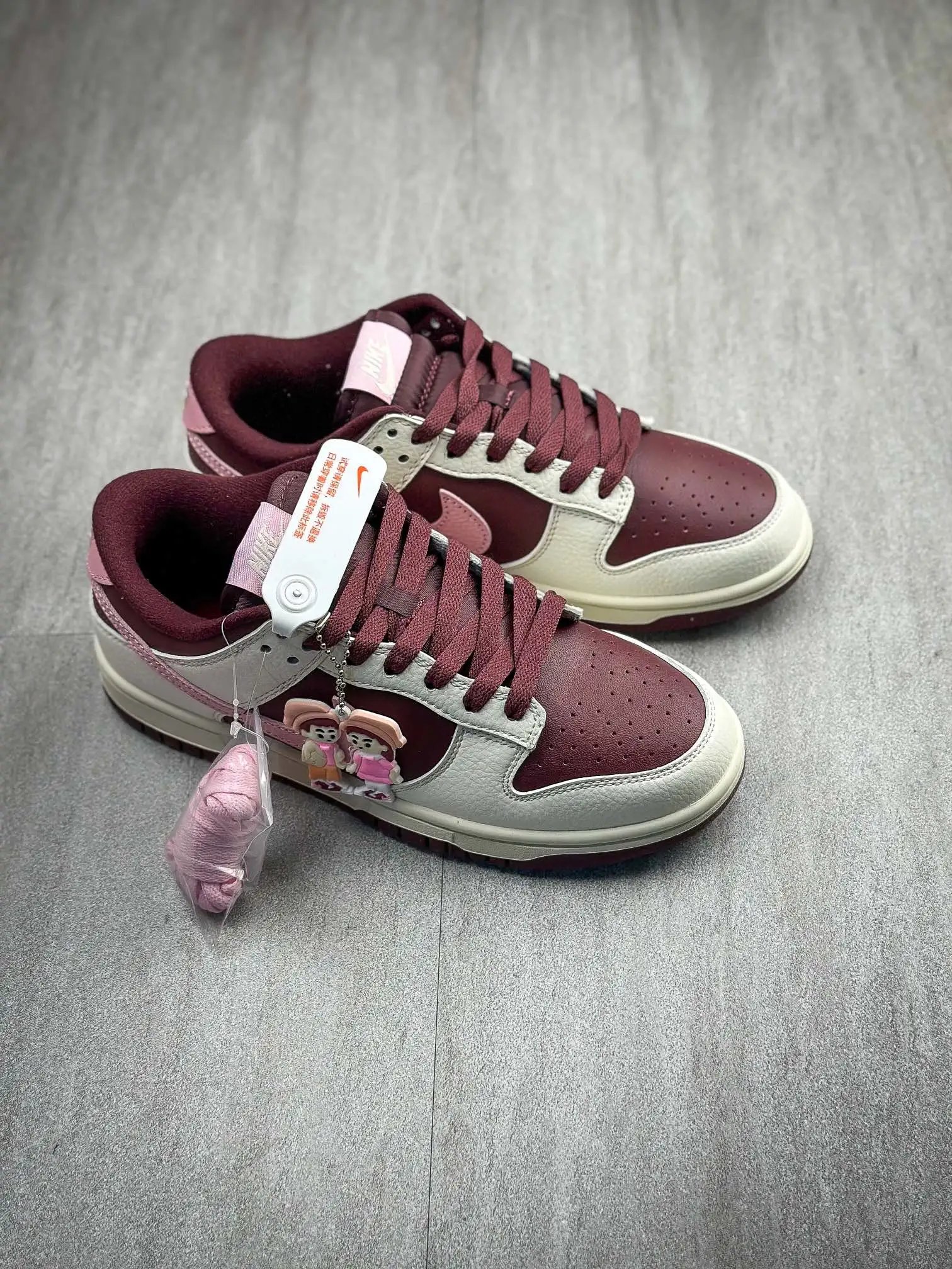 Nike Dunk Low Maroon Cream Leather Unisex Sneakers