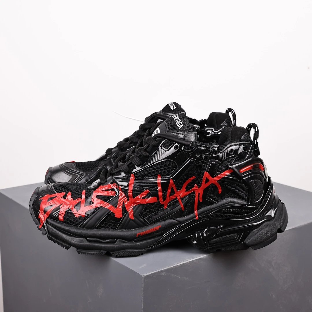 Balenciaga Black Graffiti Chunky Unisex Sneakers