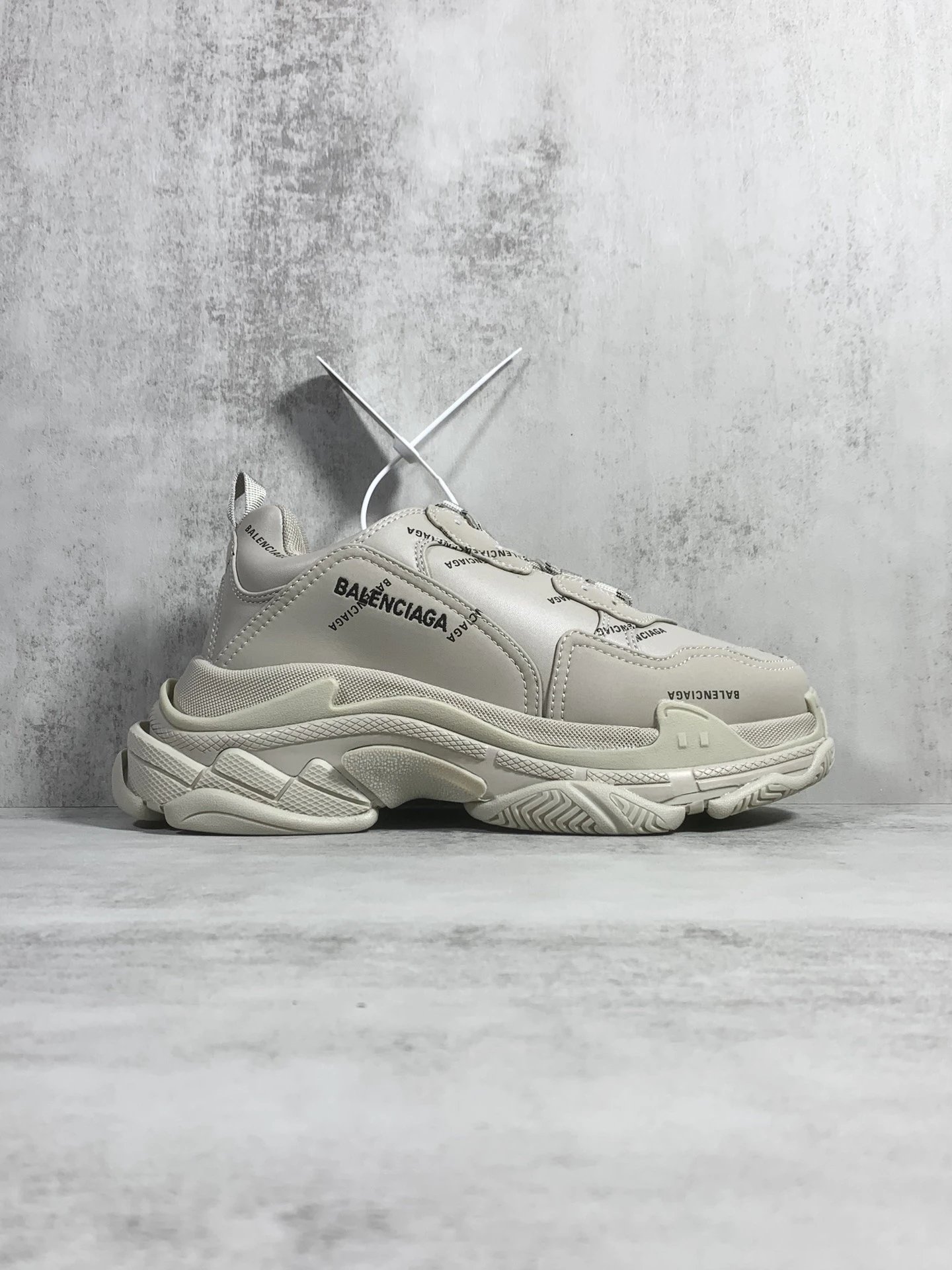 Balenciaga Cream White Chunky Leather Mesh Sneakers