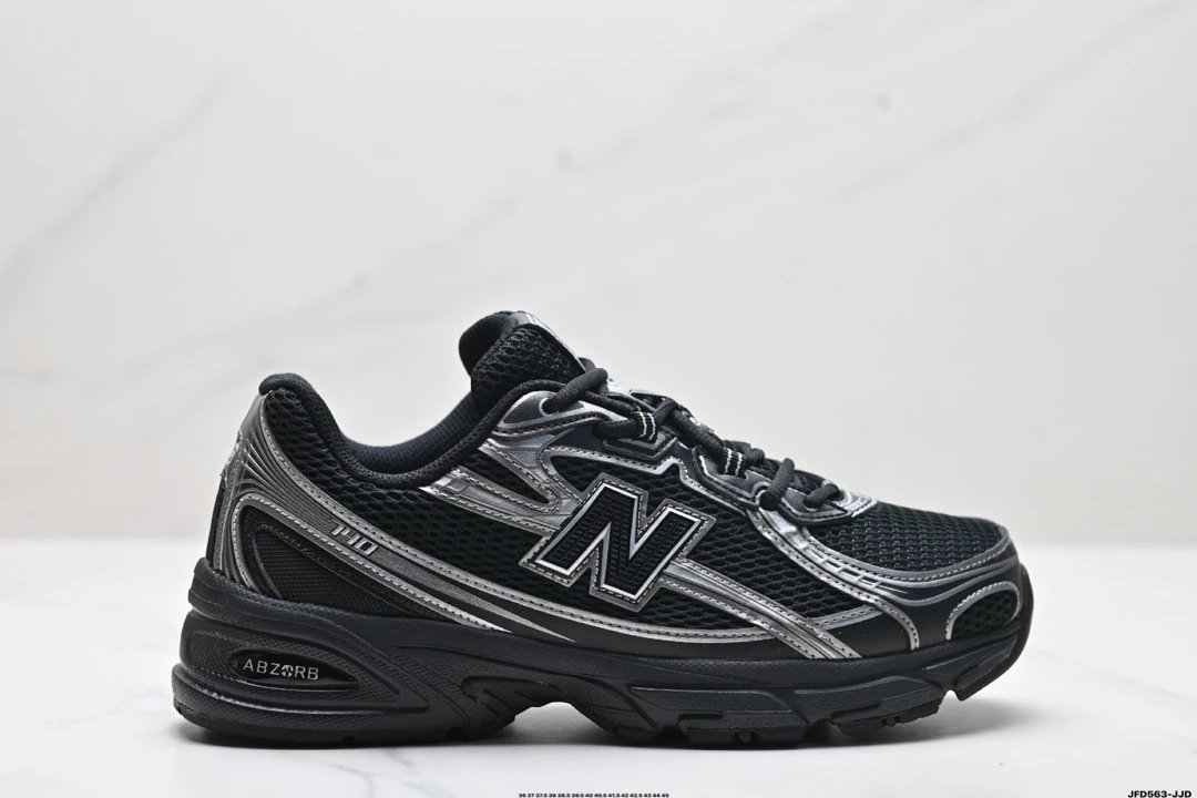 New Balance 740 Black Silver Retro Running Shoes