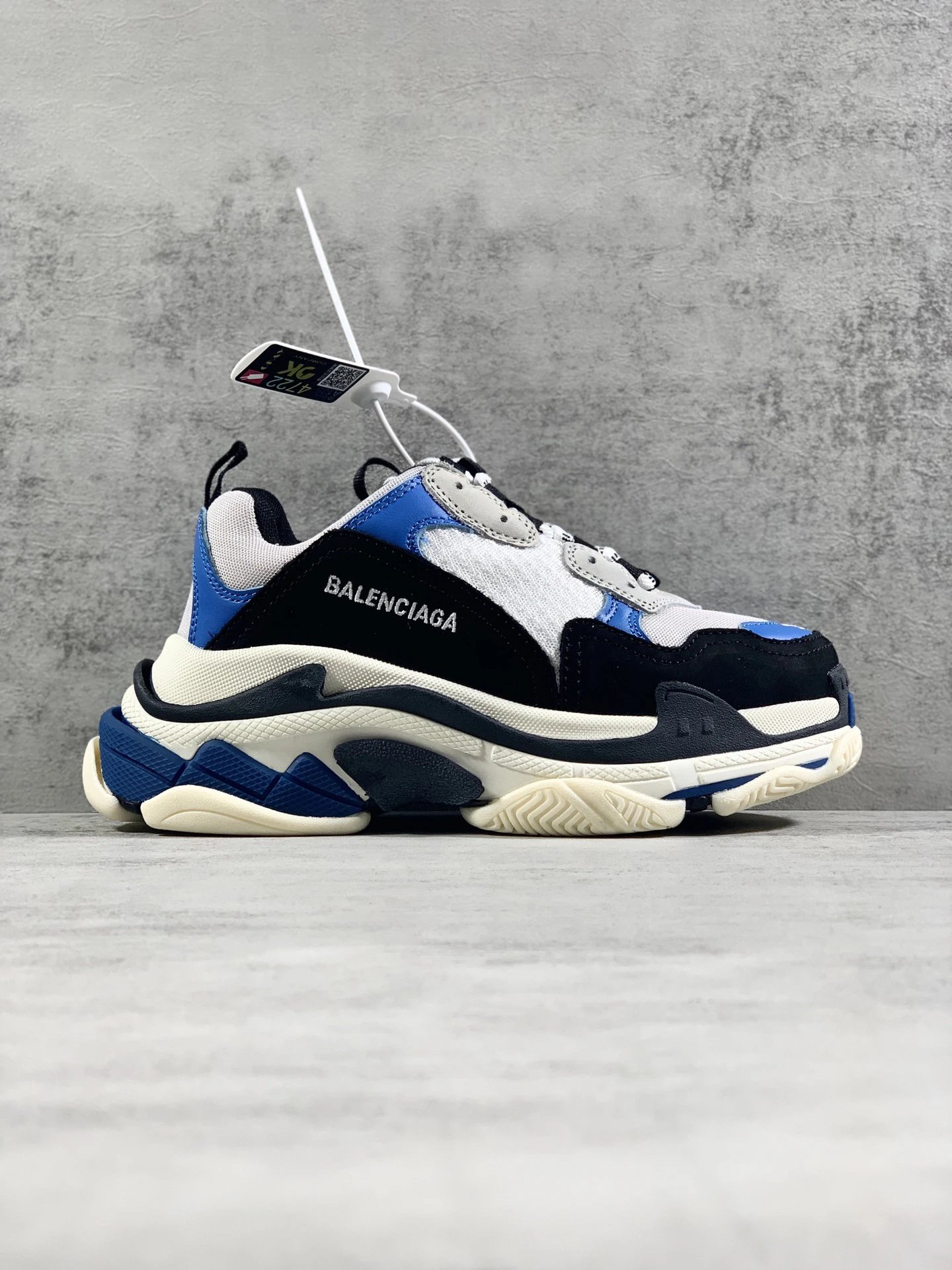 Balenciaga Retro Blue Black Chunky Leather Mesh Sneakers
