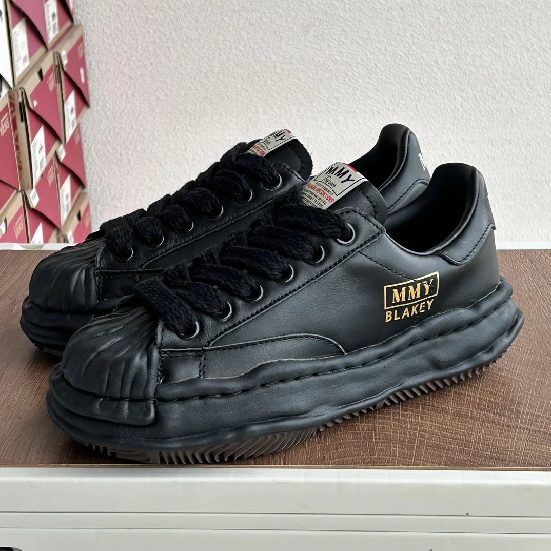 Maison Mihara Yasuhiro Blakey Black Leather Platform Sneakers