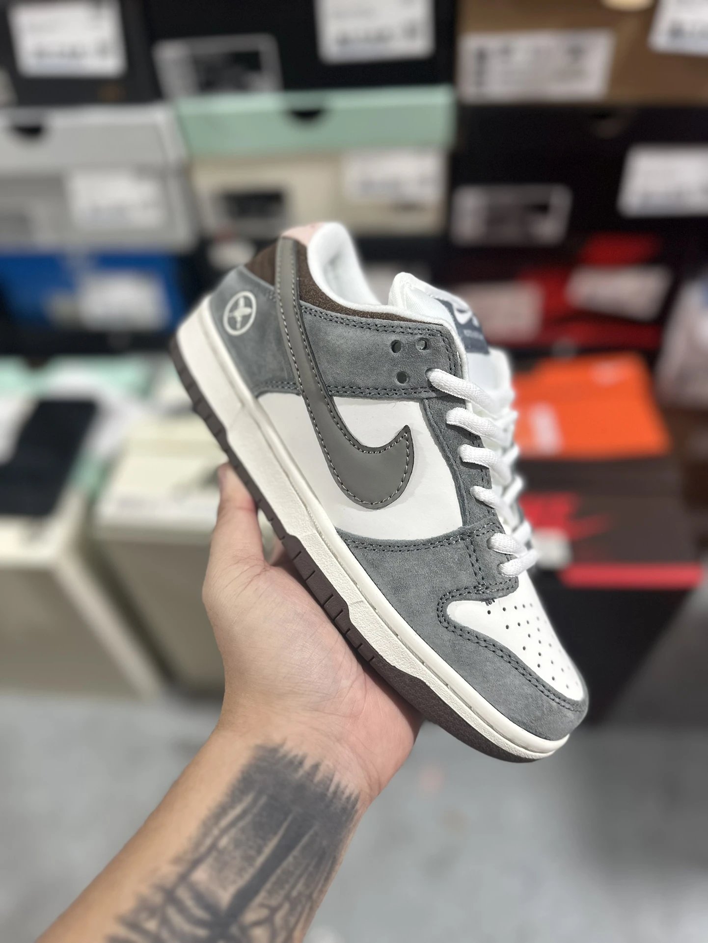 Nike Dunk Low Grey White Suede Sneakers