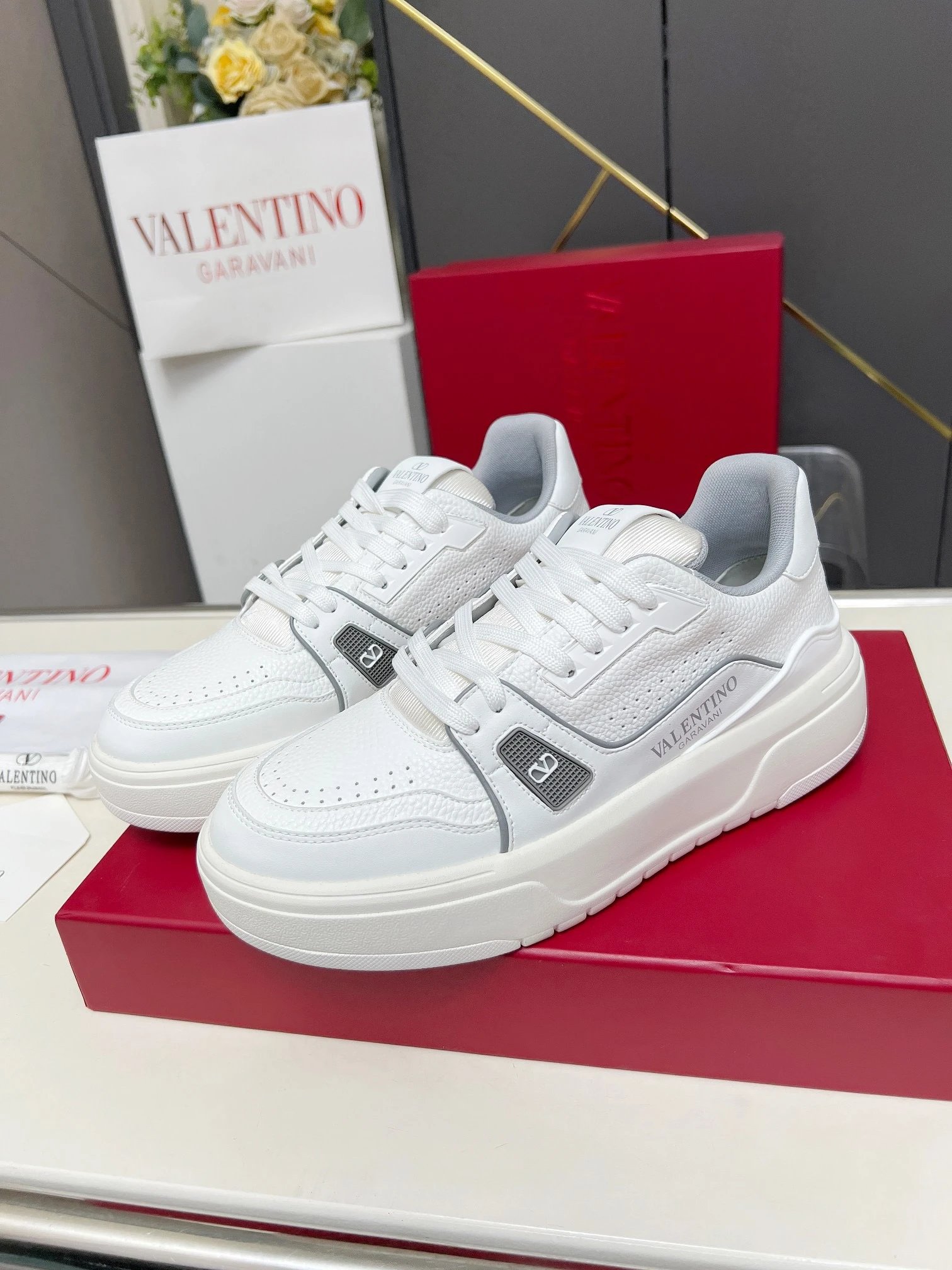 Valentino Garavani White VLogo Platform Sneakers