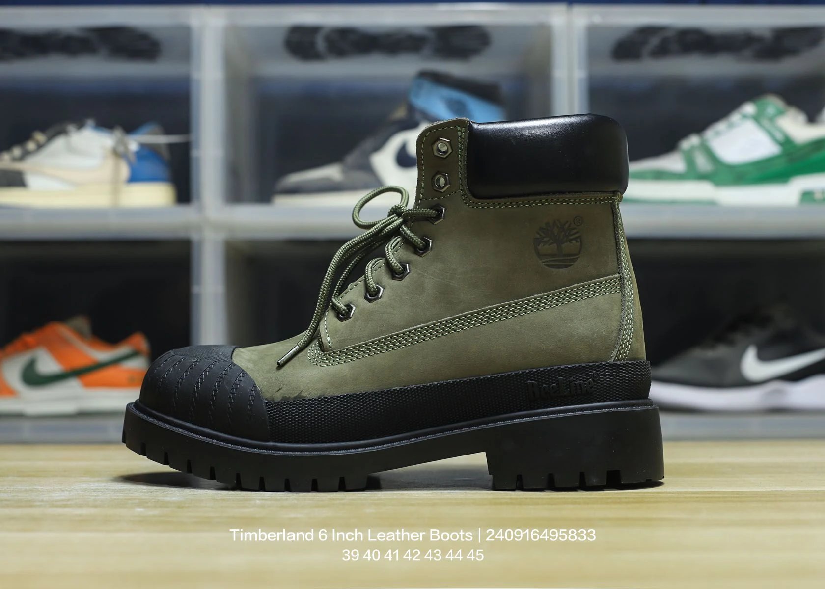 Timberland 6 Inch Green Leather Waterproof Boots