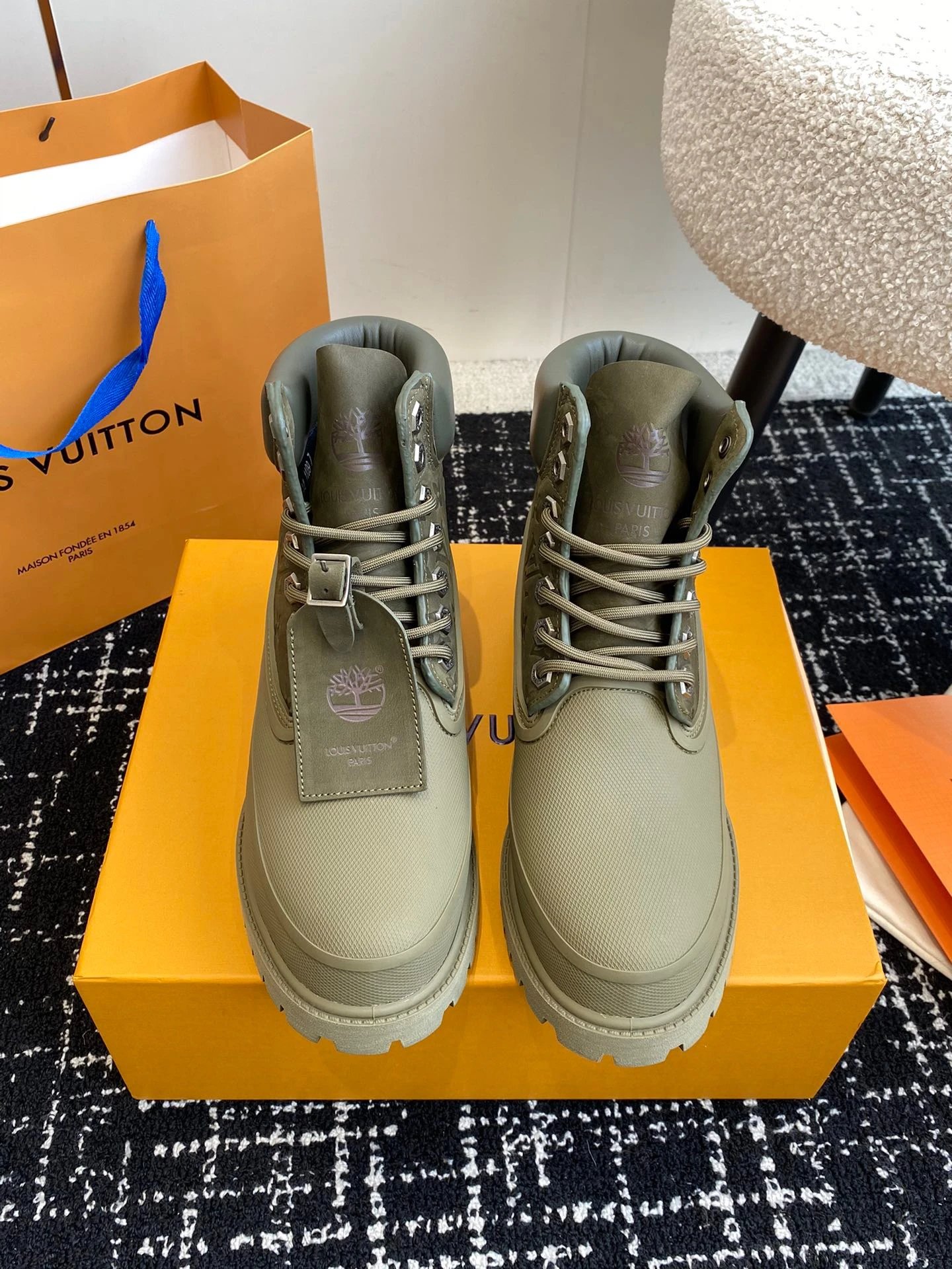 Timberland Olive Green Waterproof Work Boots
