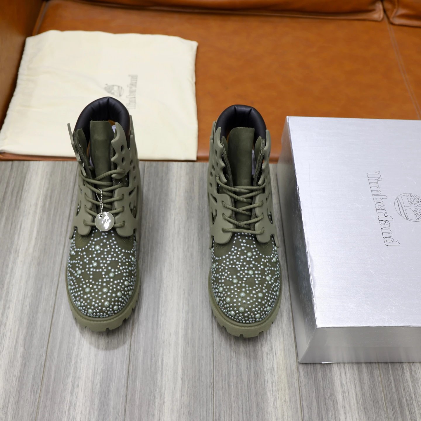 Timberland Military Green Leather Waterproof High-Top Boots