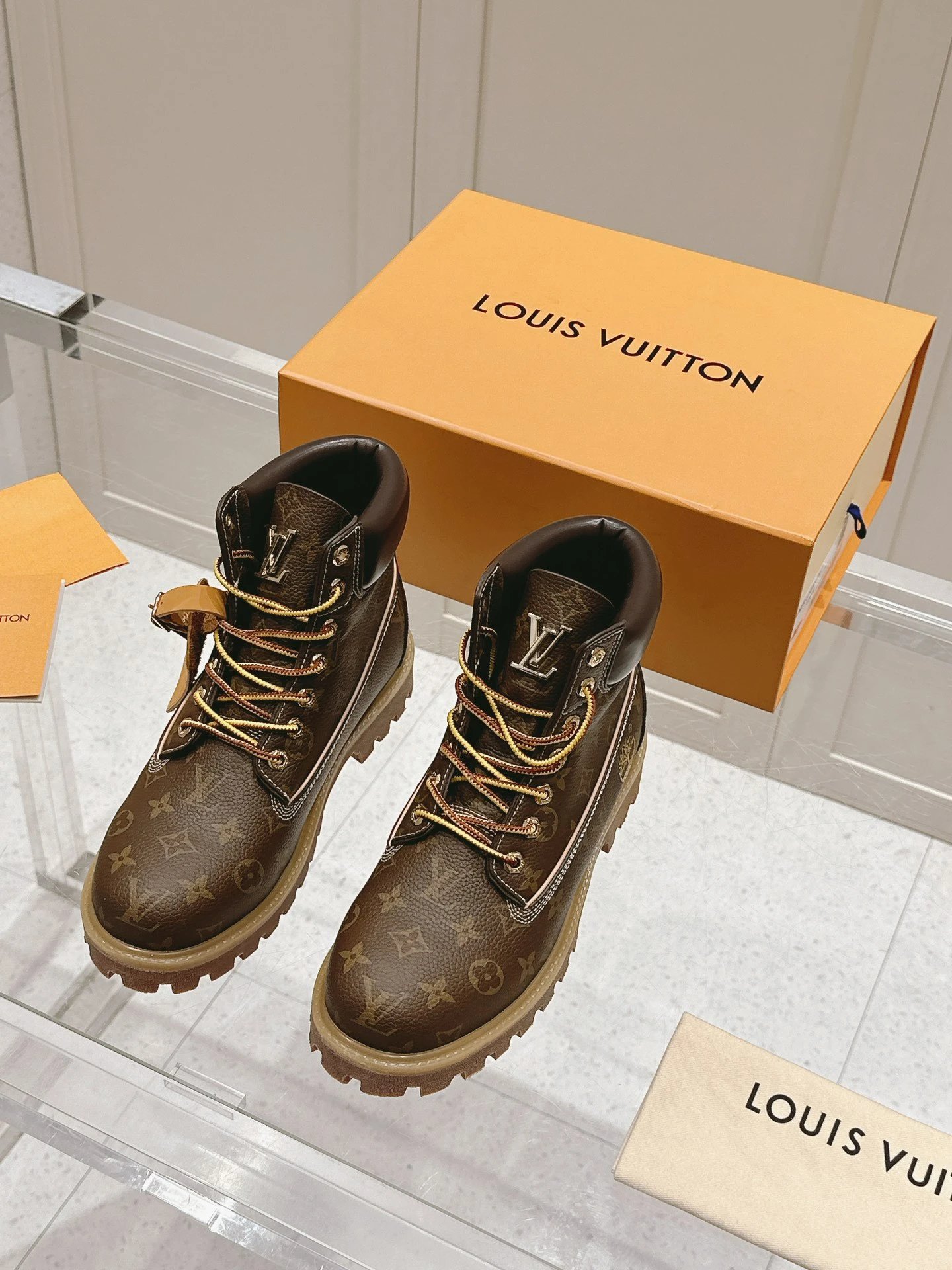Louis Vuitton Monogram Brown Leather Hiking Boots