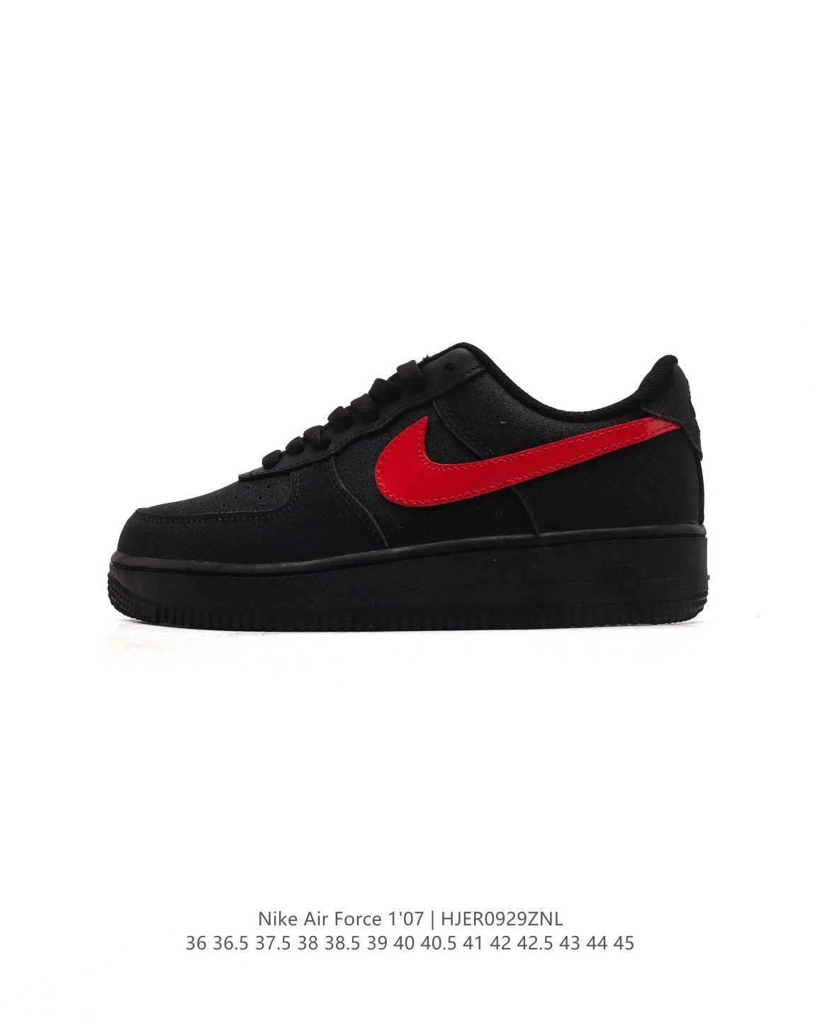 Nike Air Force 1‘07 Black Red Leather Low Shoes