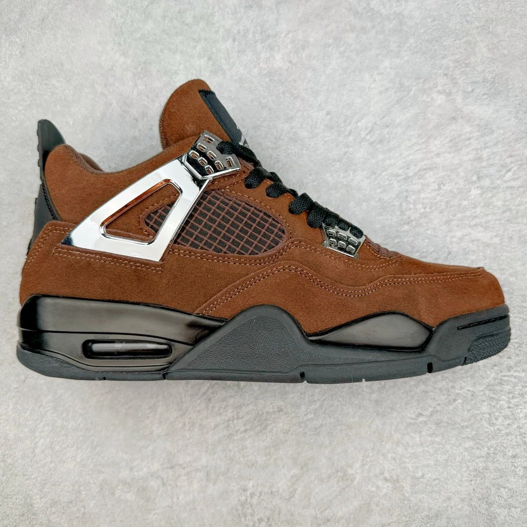 Air Jordan 4 Brown Black Suede Basketball Sneakers