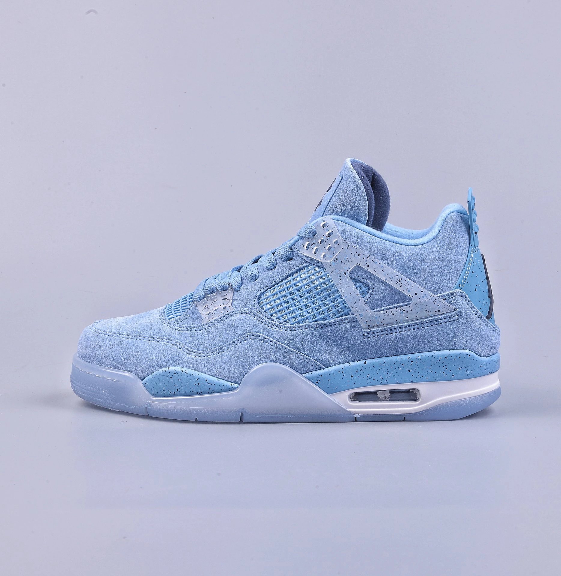 Air Jordan 4 Retro Light Blue Suede Basketball Shoes